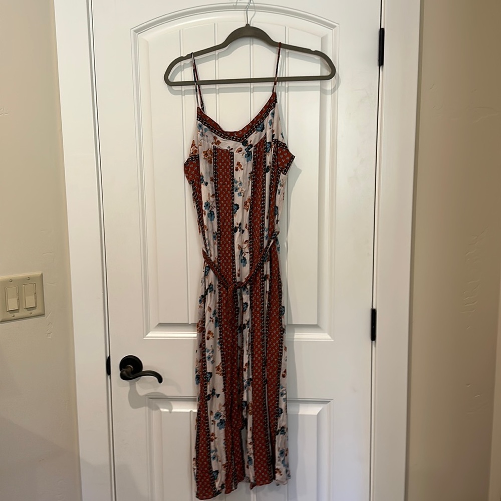 Pink lily floral stripe dress